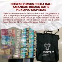 Ditreskrimsus Polda Bali, Amankan Ribuan Butir Pil Koplo Siap Edar