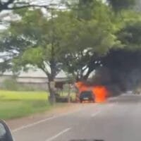 Mobil Sedan Pemilik Warung di Pantura Babat - Widang Terbakar