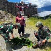 Satgas Yonif 715/Motuliato Borong Hasil Tani Mama Papua