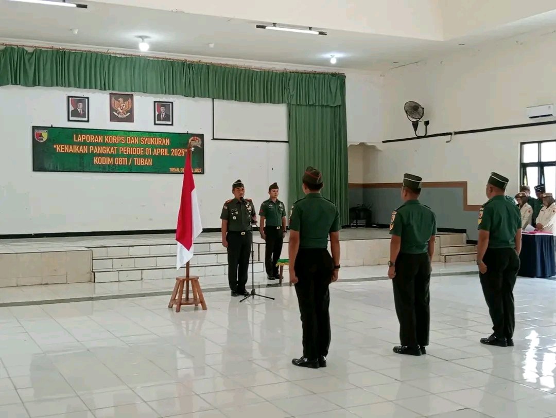 Komandan Kodim 0811/Tuban, Pimpin Acara Kenaikan Pangkat Prajurit Perwira, Bintara Dan Tamtama