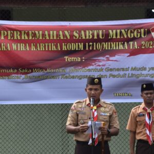 Dandim 1710/Mimika Pimpin Upacara Pembukaan Perkemahan Sabtu-Minggu (Persami) Pramuka Saka Wira Kartika