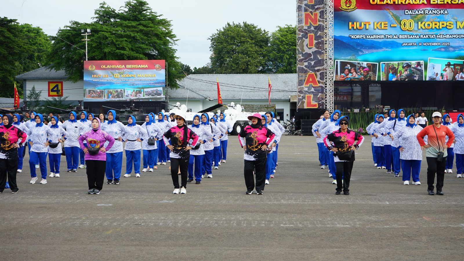 Penuh Semangat, Prajurit Yonif 2 Marinir Ikut Meriahkan Olahraga Bersama Kasal Dalam Rangka HUT Marinir ke-80
