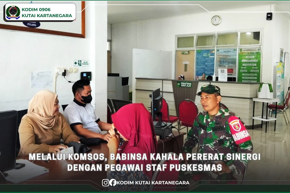 Melalui Komsos, Babinsa Kahala Pererat Sinergi dengan Pegawai Staf Puskesmas