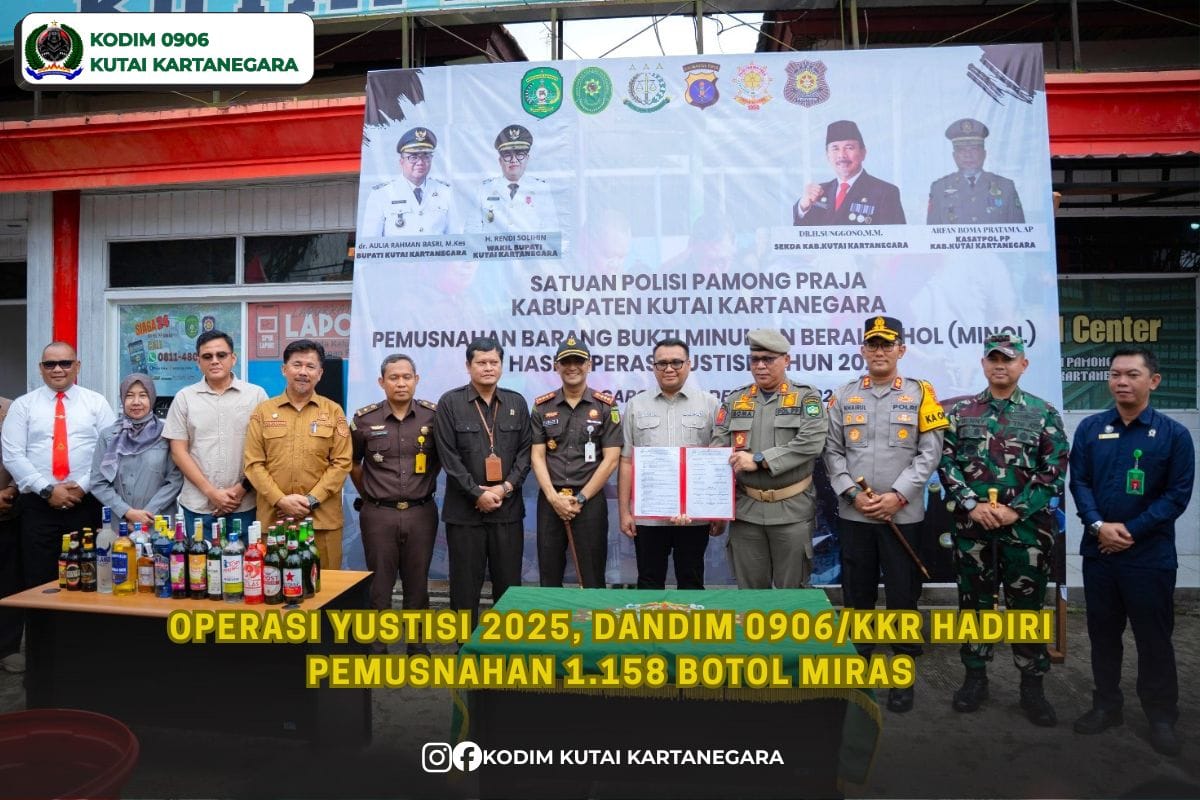 Operasi Yustisi 2025, Dandim 0906/Kkr Hadiri Pemusnahan 1.158 Botol Miras