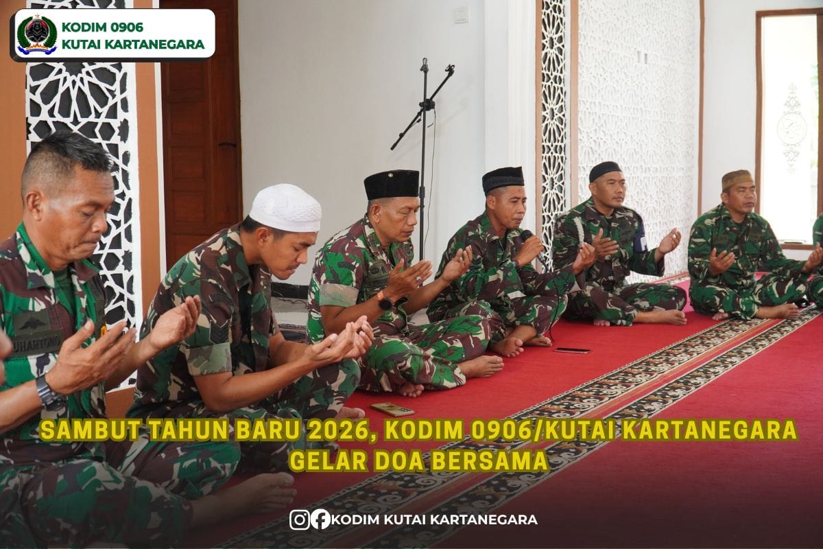 Sambut Tahun Baru 2026, Kodim 0906/Kutai Kartanegara Gelar Doa Bersama