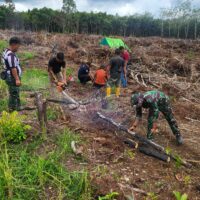 IMG-20260217-WA0014 Anggota Satgas TMMD Wiltas Ke-127 Kodim 0912/Kubar Gotong Royong Bantu Warga Cari Kayu Bakar Untuk Syukuran