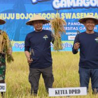 Dandim Bojonegoro damping Bupati Panen Perdana Varietas Unggul Padi Gamagora