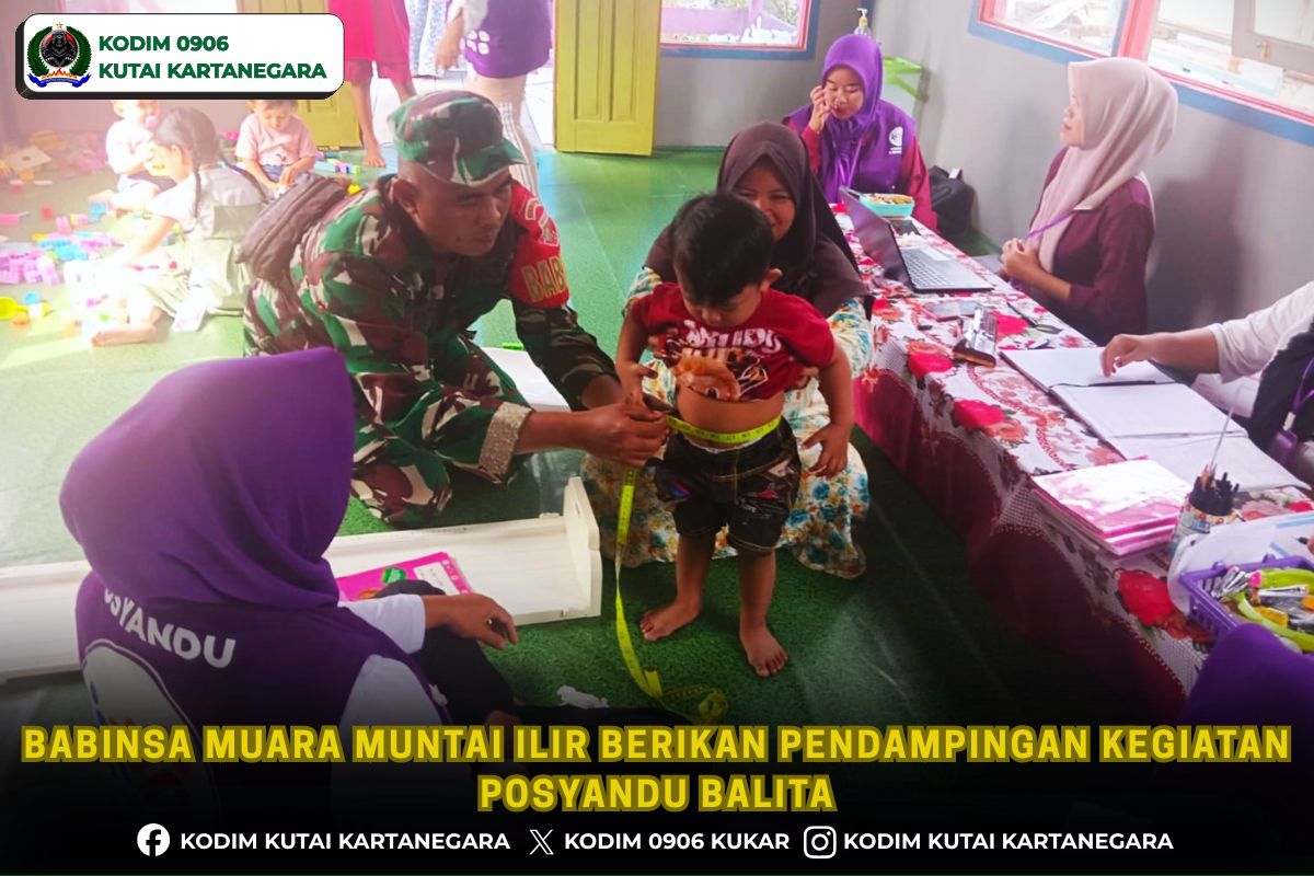 Babinsa Muara Muntai Ilir Berikan Pendampingan Kegiatan Posyandu Balita
