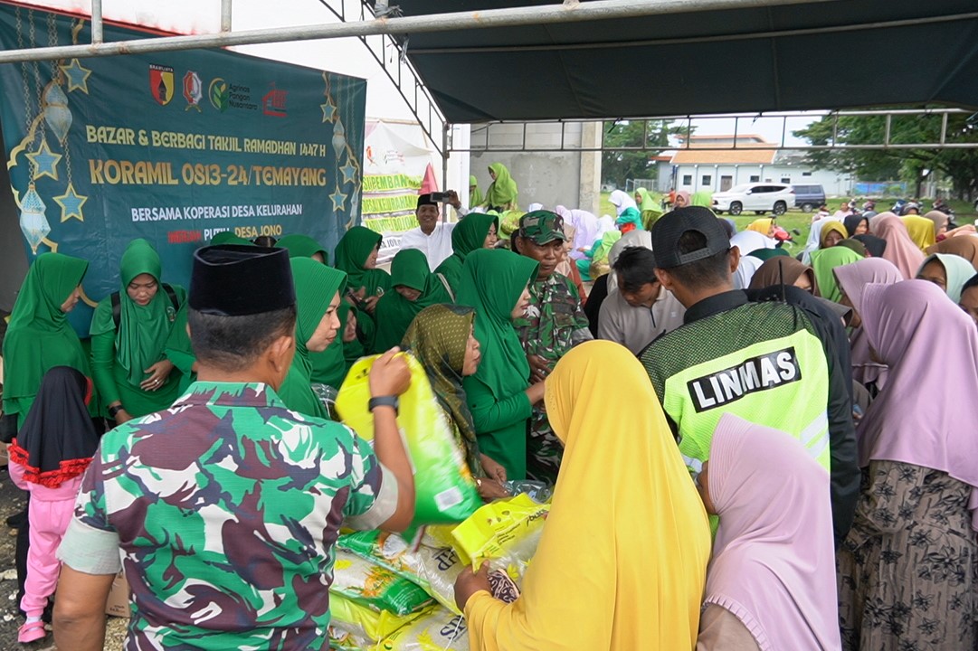 Secara Serentak dan Tersebar, Jajaran TNI Kodim Bojonegoro Gelar Bazar Murah dan Takjil Ramadan