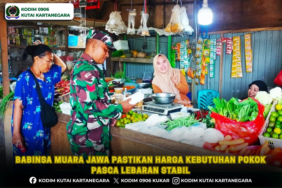 Babinsa Muara Jawa Pastikan Harga Kebutuhan Pokok Pasca Lebaran Stabil