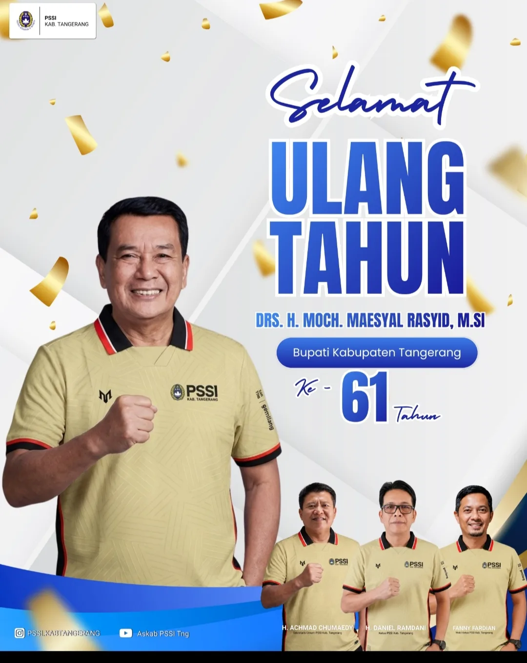 HUT ke-61 Bupati Tangerang: Ketua Askab PSSI Tangerang Kirim Ucapan dan Doa