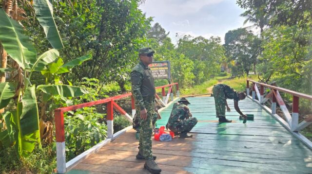 Yakinkan TMMD Ke 128 Berjalan Lancar, Dandim 0908/Bontang Cek Progres Pembuatan Jembatan