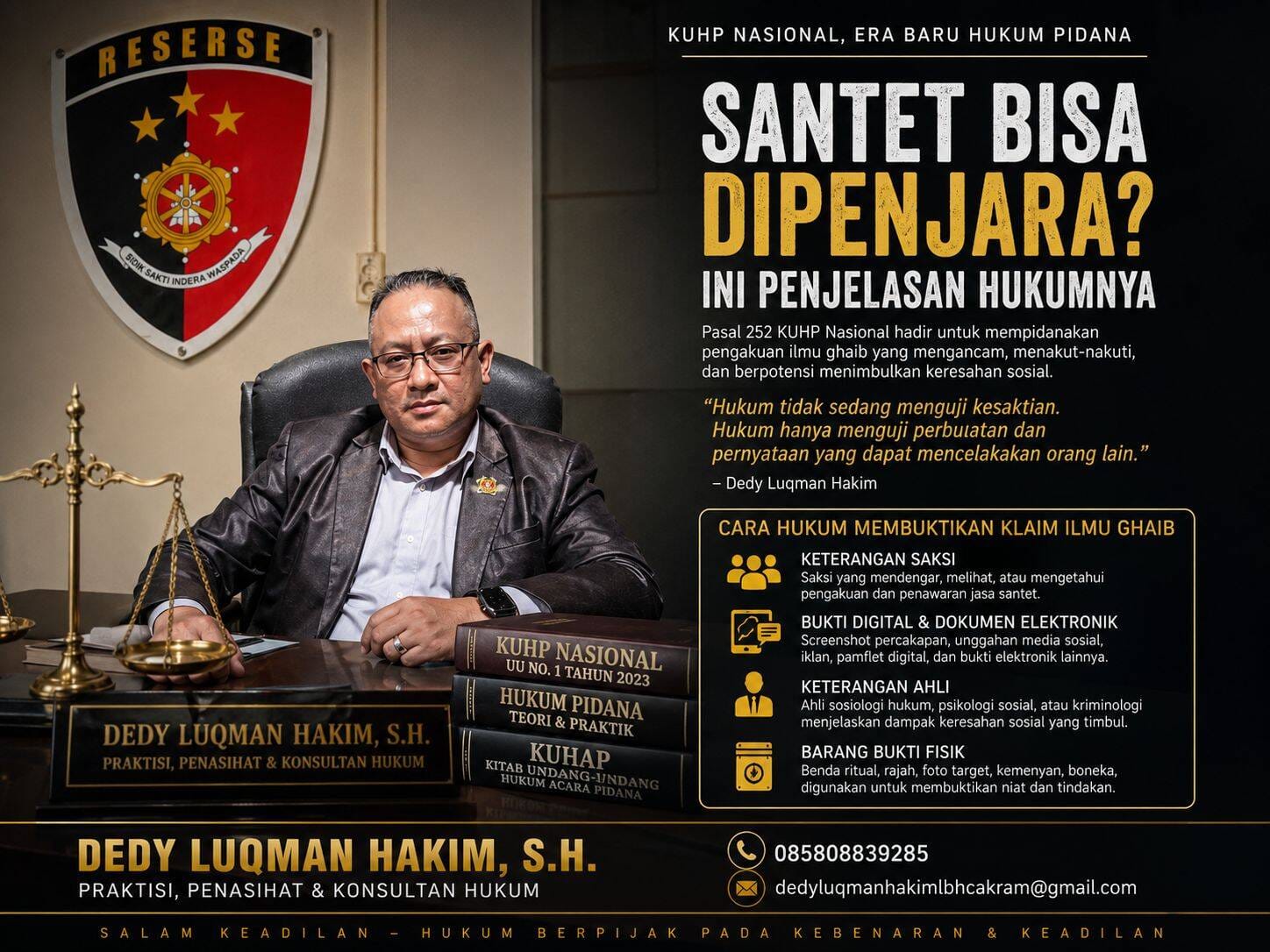 KUHP BARU TIDAK BERBURU DUKUN, TAPI MEMBURU TEROR KETAKUTAN, Dedy Luqman Hakim Sebut Pasal Santet Sebagai Instrumen Negara Menjaga Ketertiban Sosial