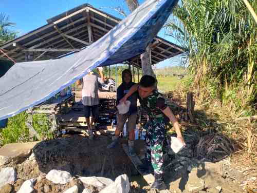 Pembuatan Abutmen Empat Jembatan di Wilayah Kodim 1002/HST Terus Dikebut