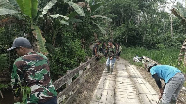 Kodim 1008/Tabalong Genjot Pembangunan Jembatan Garuda Merah Putih di Desa Muang, Dukung Mobilitas dan Perekonomian Warga