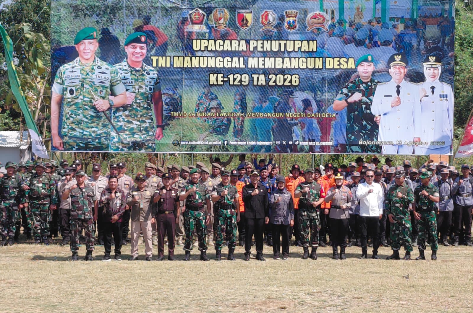 TMMD 129 Bojonegoro Resmi Ditutup: Tinggalkan Warisan Fasilitas Air Bersih, Jalan Beton hingga Rutilahu