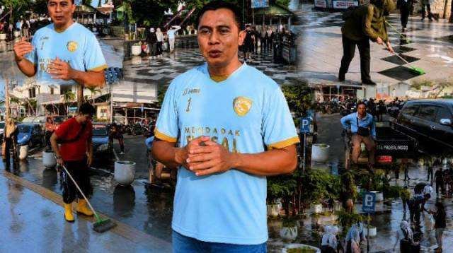 Gerak Cumi Jadi Gebrakan DLH, Puluhan ASN Bahu-membahu Bersihkan Alun-alun Kota Probolinggo