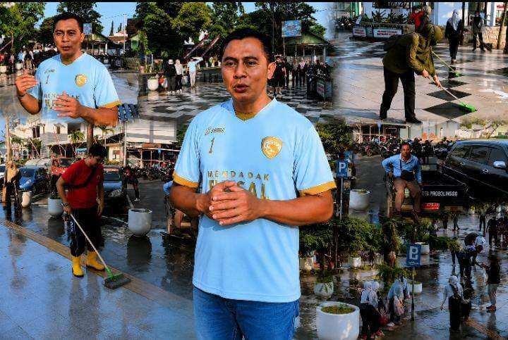 Gerak Cumi Jadi Gebrakan DLH, Puluhan ASN Bahu-membahu Bersihkan Alun-alun Kota Probolinggo