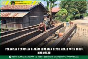Perakitan Pembesian H-Beam Jembatan Beton Merah Putih Terus Dilakukan
