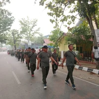 Jaga Kebugaran Prajurit, Kodim 1002/HST Gelar Jalan Santai Keliling Kota Barabai