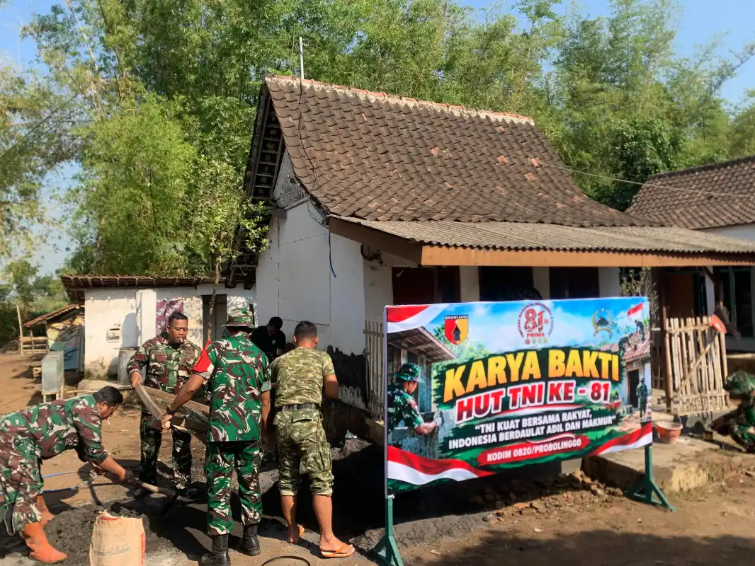 Sambut HUT TNI Ke 81, Kodim Probolinggo Fasilitasi Karya Bakti Renovasi Tempat Ibadah