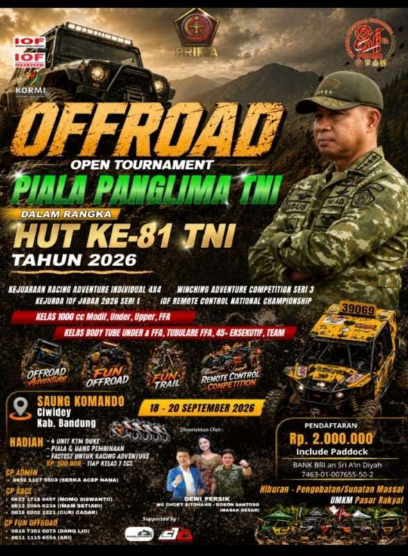 Turnamen Offroad Terbuka Piala Panglima TNI di Bandung