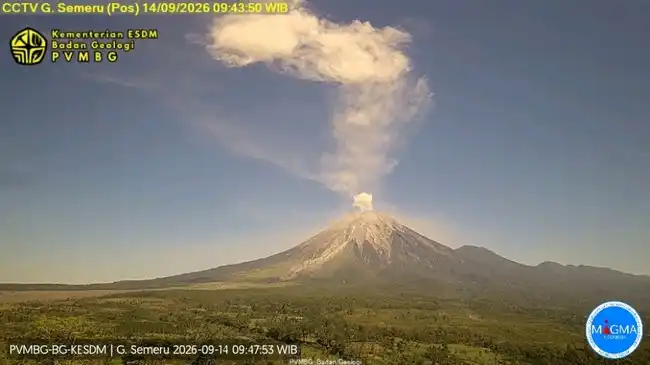 Erupsi Semeru pada 14 Oktober 2026, Status Masih Level III Siaga