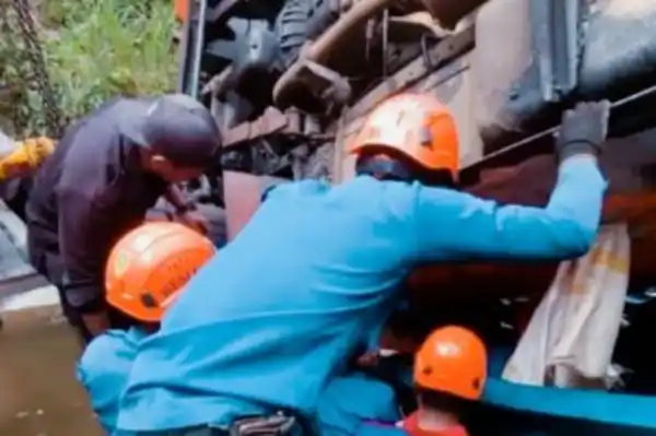 Minibus Elf Gagal Rem di Jalur Puncak, Sopir Tewas Setelah Terperosok ke Jurang