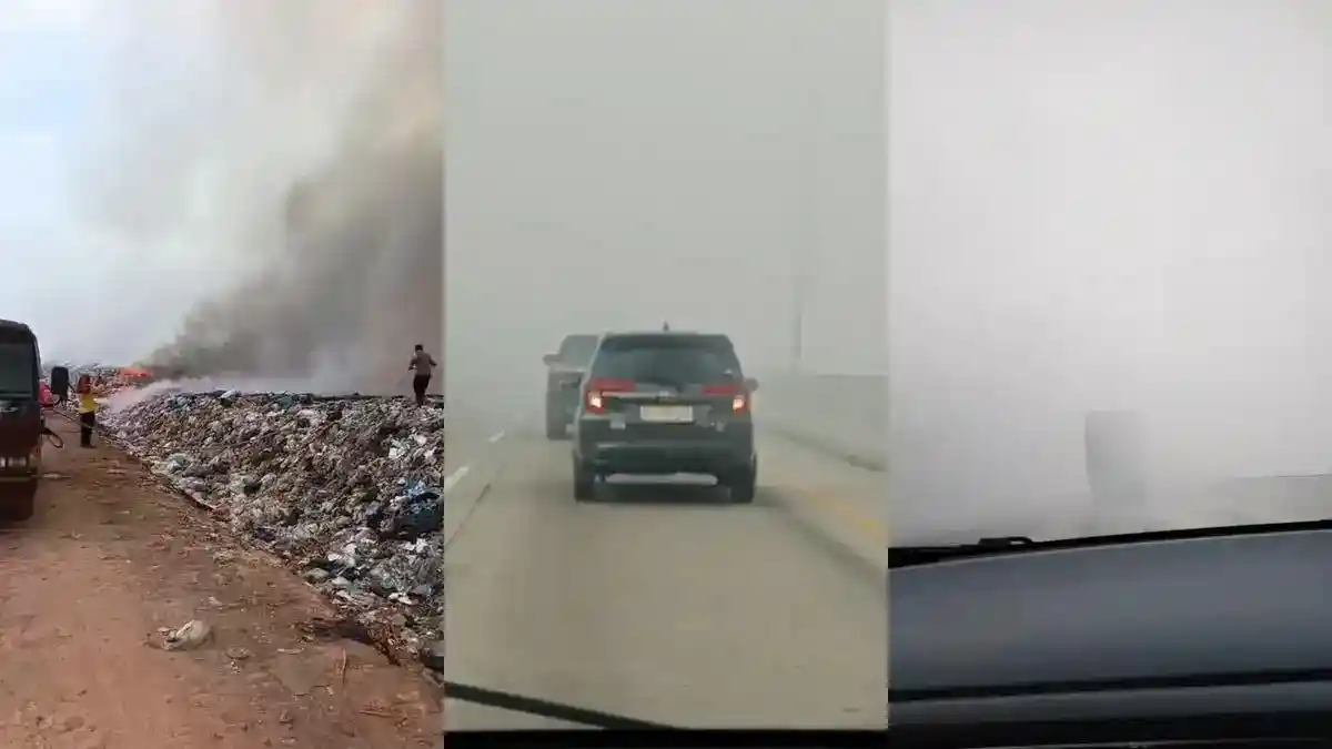 Kebakaran TPA Lampung Tengah Picu Asap Tebal di Tol Bakauheni–Terbanggi Besar